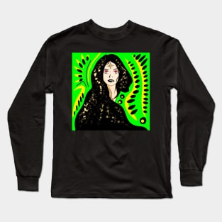 bright fortune teller woman in ecopop stars art Long Sleeve T-Shirt